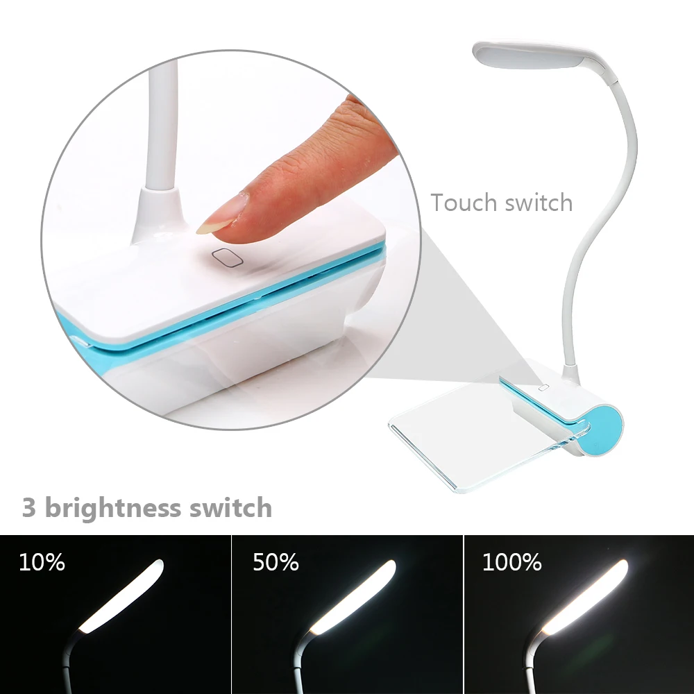  LED Table Lamp Novelty Eye Protection USB Rechargeable Desk Lamp Touch Switch Reading Light Message - 32880500943