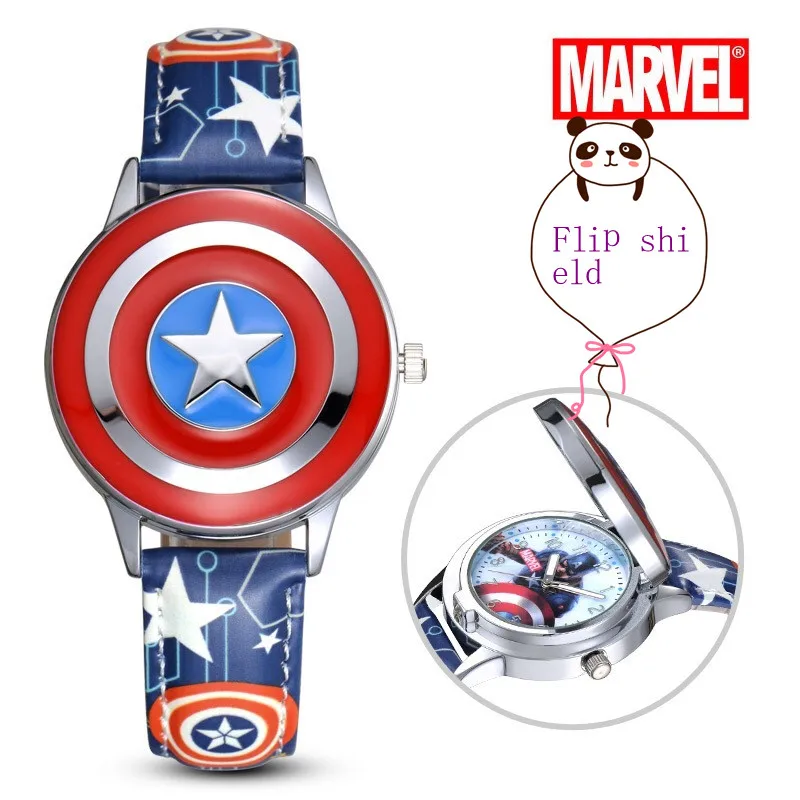 Высокое качество дети флип часы супергерой Человек-паук Водонепроницаемый аниме кожаный ремешок детей часы Reloj Hombre для подарок для мальчика девочки