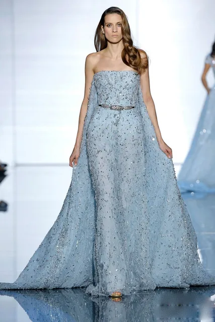 sky blue silk gown
