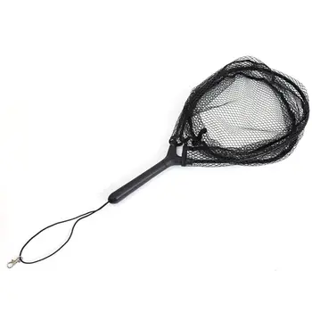 

New 1 Pc Foldable Black Soft Landing Hand Dip Net ABS Handle Fly Fishing Net Mesh