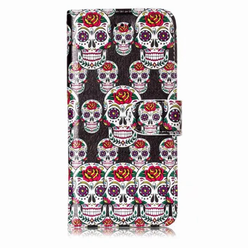 Кожаный чехол-бумажник с изображением черепа для IPhone X 8, 7 Plus, 6, 6 S, SE, 5s, Touch, 6, 5 цветов, флип-чехол для ID карты, 35 шт