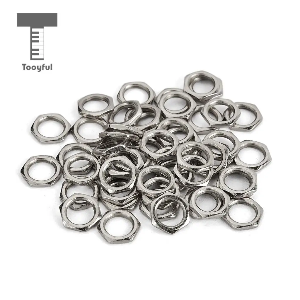 Tooyful 50 Pack Guitar Bass Jack Socket Nut Thin Nut for Guitar Parts Accessories 8mm Diameter