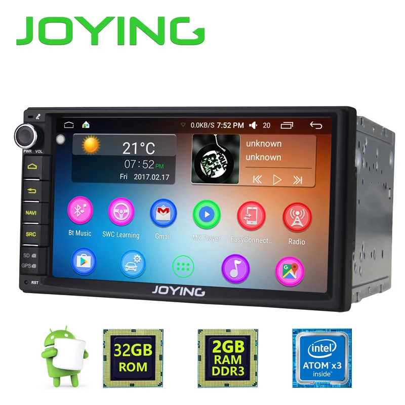 Newest JOYING 2GB RAM 32G ROM 2Din HD 7'' Android 6.0 Universal Car Radio Audio Stereo GPS Navigation Media Player Tape recorder