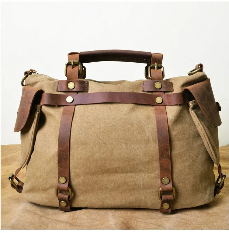 Популярная классическая классная Повседневная сумка панковская дизайнерская холщовая+ crazy horse кожаная сумка через плечо