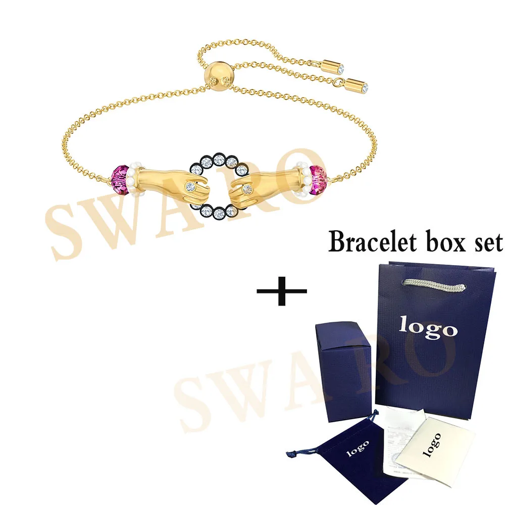 

SWA RO 2019 Fashion Jewelry New TAROT MAGIC Bracelet Mystery Symbol Hands Shape Crystal Female Jewelry Bracelet Set Wedding Gift