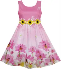 Ensoleillé Mode Filles Robe Tournesol Bubble Fleur De Lys Jardin 2017 D’été Princesse De Soirée De Mariage Robes Enfants Vêtements Taille 4-12