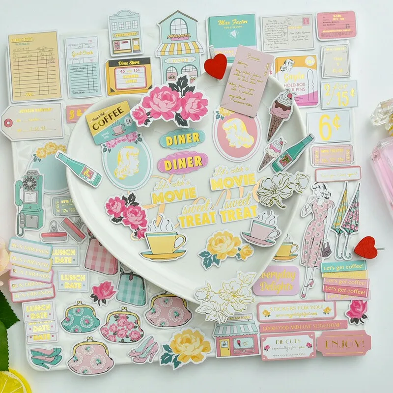 

KLJUYP Diner Coffee Colorful Cardstock Die Cuts for Scrapbooking Happy Planner/Card Making/Journaling Project