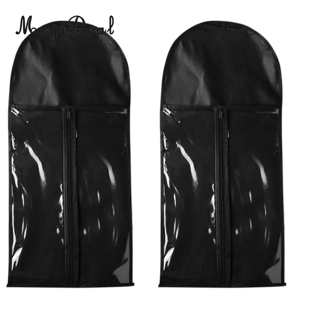 2 Pieces Professional Hair Extensions Wig Storage Bag Holder Case Dustproof Organizer Protector Wigs Pouch Black