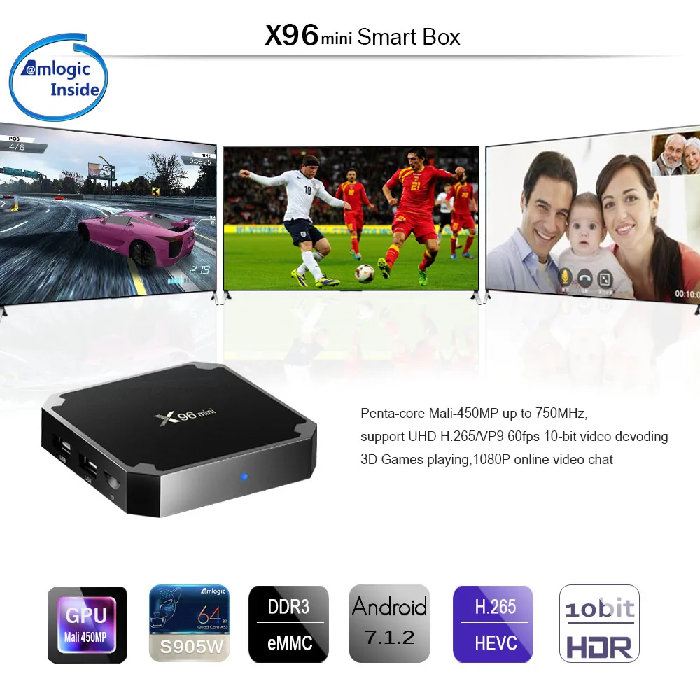 X96 Мини ТВ бокс Android 7.1.2 wifi 4 K HD Смарт медиаплеер смарт приставка 8G 32G Amlogic S905W