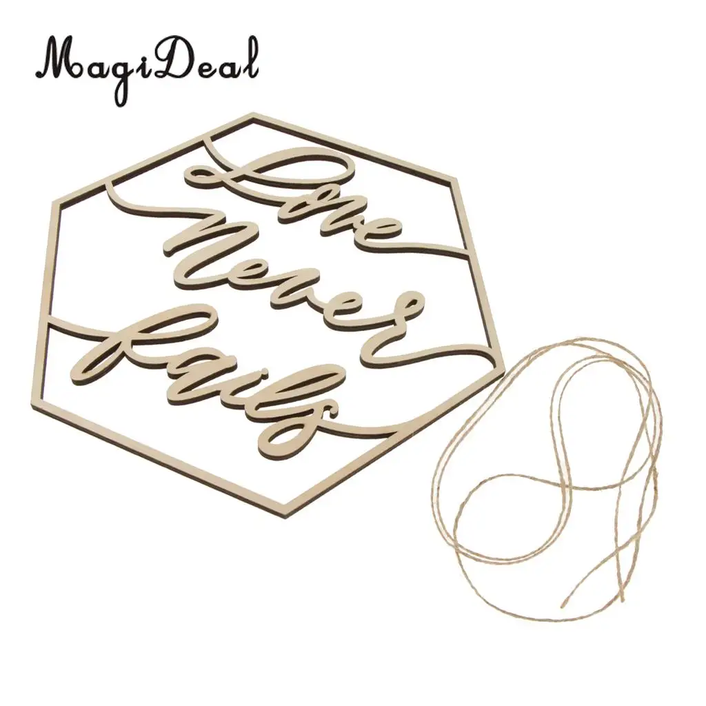 

Wooden Wedding Chair Signs Vintage Love Never Fails Hanging Signs Set Props