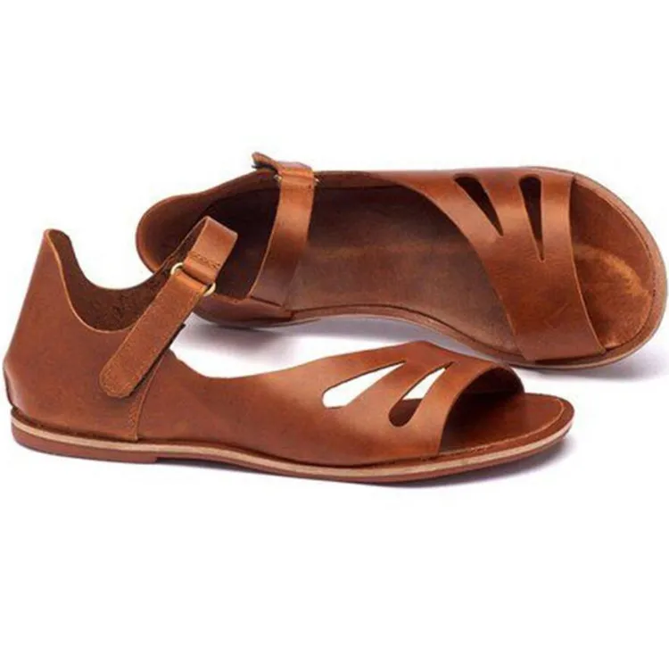 شقة المرأة الصنادل الصيف اصبع القدم مفتوحة روما السيدات الترفيه الصنادل الأزياء الجوف الانزلاق على امرأة حذاء كاجوال في الهواء الطلق الإناث...