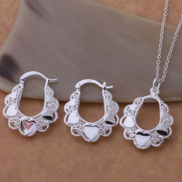 

AS349 Hot 925 sterling silver Jewelry Sets Earring 547 + Necklace 089 /antajfaa augajlna