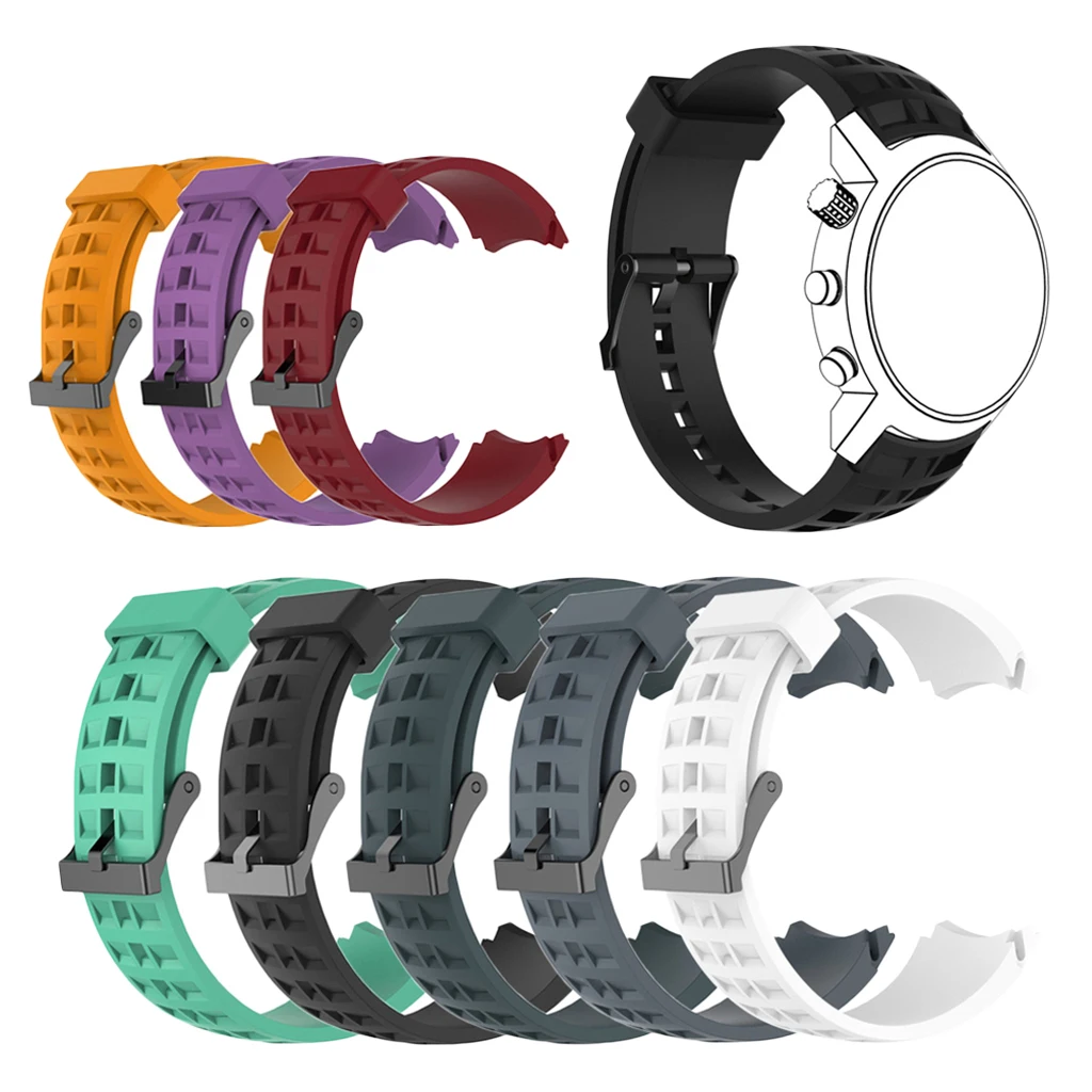 

Replacement Silicone Wrist Band Strap Eco-friendly Adjustable Deployment Clasp Watchband for Suunto Elementum Terra
