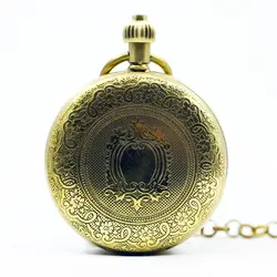 Роскошный Золотой Повседневное щит шаблон Автоматические Механические карманные часы Мода паровой кулон часы подарок