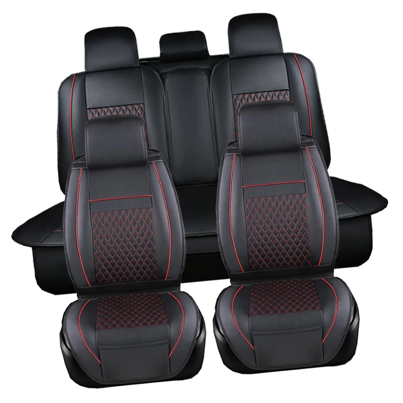 Передние+ задние+ комплект) Специальные кожаные чехлы для сидений автомобиля на стулья для УАЗ 31512 Simbir Hunter Патриот 469 3153 3162 3159 - Название цвета: black Red