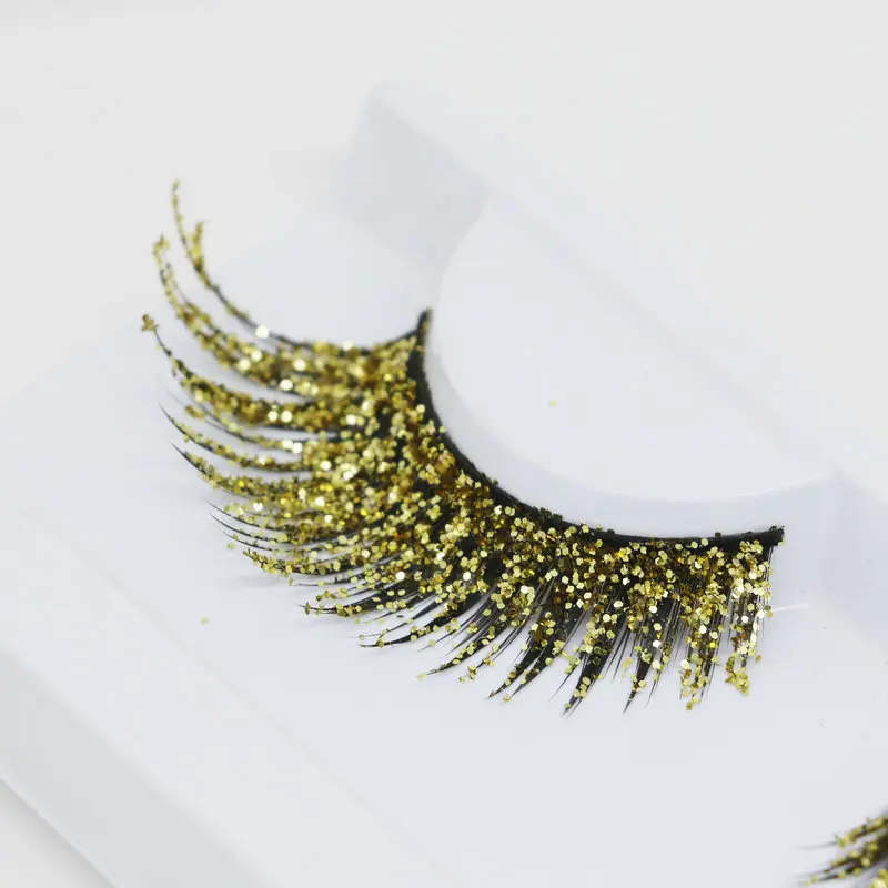 

YOKPN Glitter False Eyelashes Fashion Shimmery Exaggerated Fake Eyelashes Art Stage Modeling Performance Makeup Lashes 2 Style