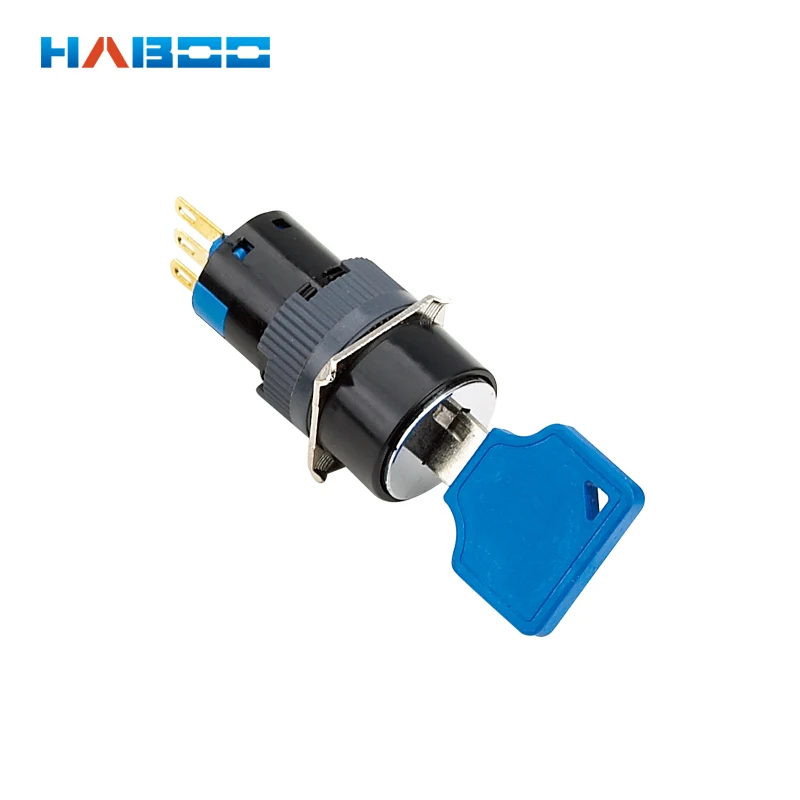 

low shipping cost,dia.16mm 2 positions key lock push button switch ROHS goldplating contacts and pins