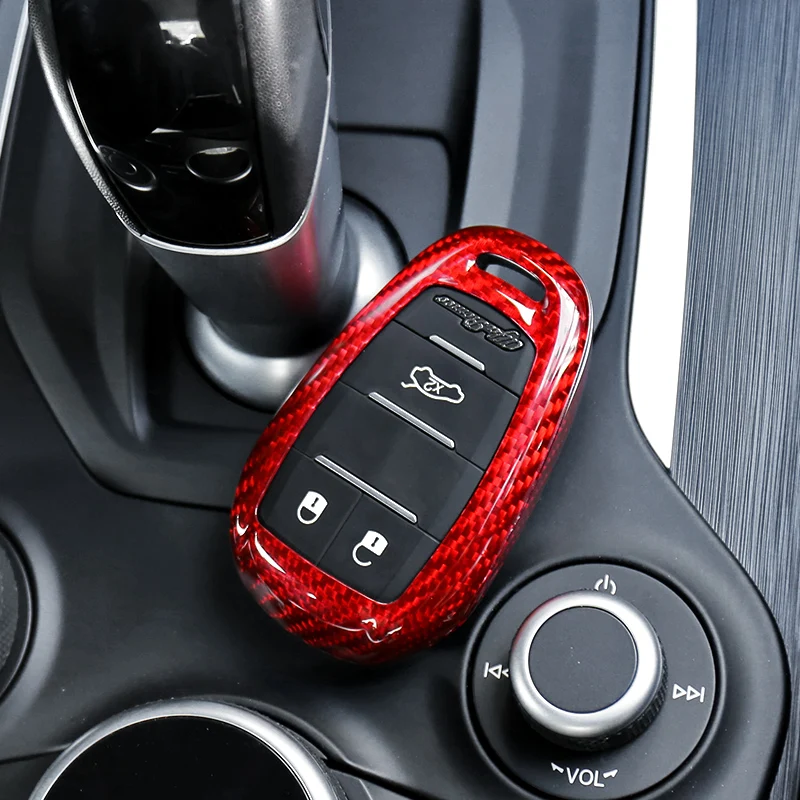 Чехол для ключей из красного углеродного волокна QHCP защитная обложка Alfa Romeo