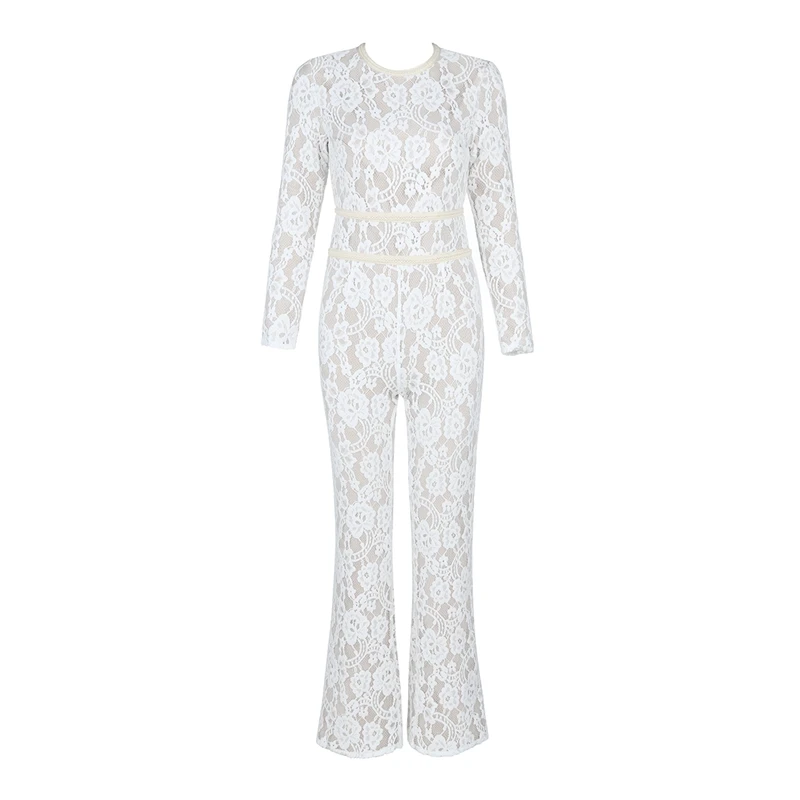 INDRESSME 2019 новые женские модные кружевные бандажные комбинезоны Сексуальные