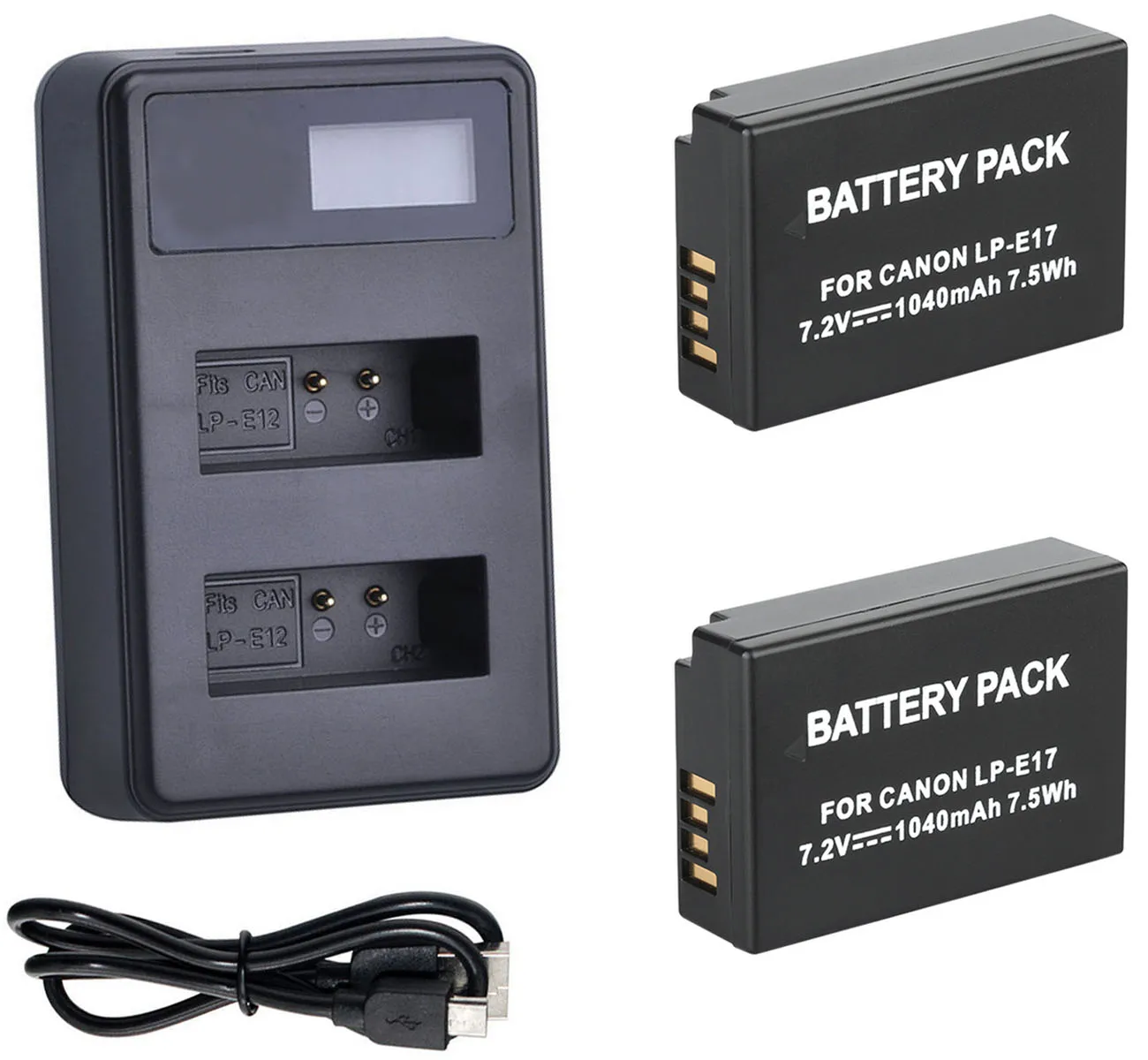 

Battery (2-Pack) + Charger For Canon LP-E17, LPE17, LCE17, LC-E17E