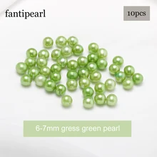 Fantipearl красивый цвет 6-7 мм Свободный жемчуг AAA Качество gress зеленый