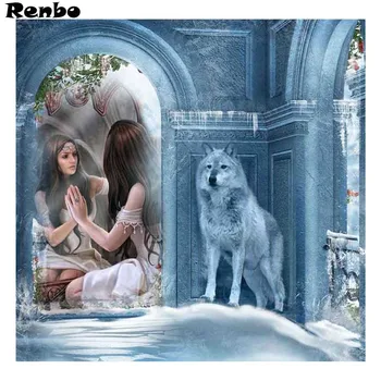 

Diy Diamond Painting Cross Stitch Beauty and wolf 5D Diamond Embroidery Square Diamond Mosaic Hobbies and crafts Home Decor