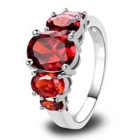 Free Shipping New Fashion Rings Jewelry Pretty 925 Silver Ring Inlay Garnet Gift For Women Size 6 7 8 9 10 11 12 13 Wholesale
