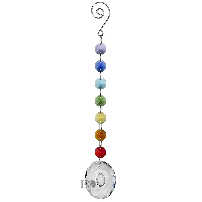 H&D Set Of 3,Crystal Oval Prism Rainbow Maker Chakra Hanging Suncatcher Window Sun Cacther with Ocatgon Beads for Xmas Gift H&D Set Of 3,Crystal Oval Prism Rainbow Maker Chakra Hanging Suncatcher Window Sun Cacther with Ocatgon Beads for Xmas Gift