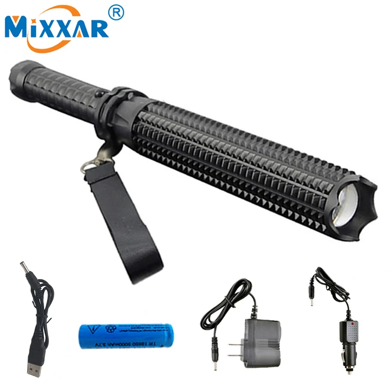 

C Self-defense Led flashlight L2 4500LM lanterna powerful telescoping tactical torch lamp 18650 or 3xAAA battery