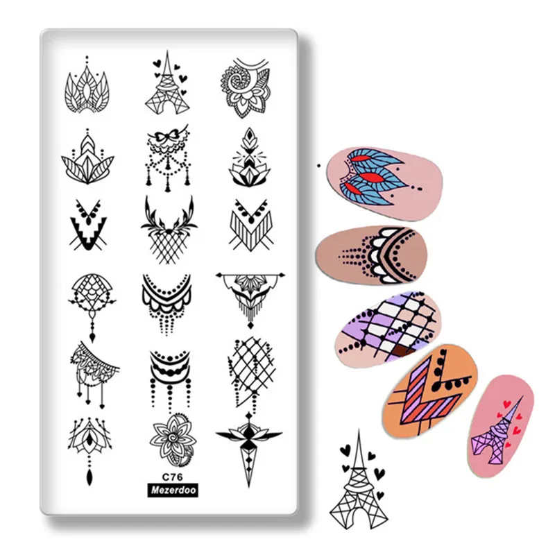 

Valentine's Day Nail Stamping Plates Love Heart Tower Mandala Flowers Design 12cm * 6cm Stamping for Nails DIY Nail Art Template