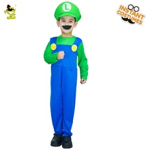 Лидер продаж дети Луиджи костюм забавный Марио комплекты Косплэй Марио брат костюмы Ролевая игра Хэллоуин и для рождественской вечеринки