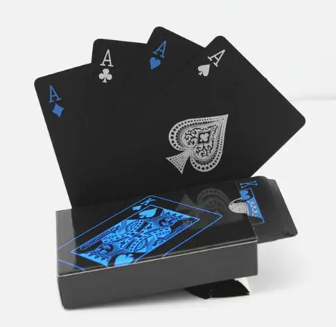 Техасский Холдем матовый покер светящиеся Набор Игральных Карт тренд 54 шт. палуба прозрачный покер классический Волшебные трюки ящик для инструментов-упакован - Цвет: 1 Black