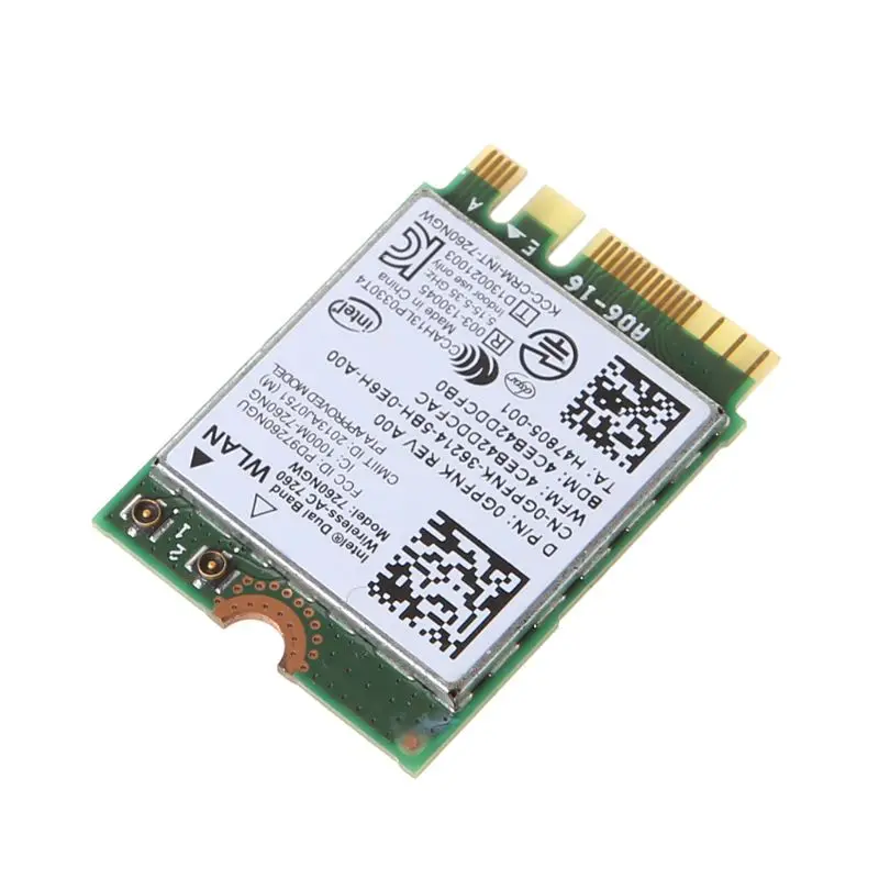 Dell Intel Dual Band Беспроводной-AC 7260 7260NGW NGFF M.2 Bluetooth, Wi-Fi сетевой карты