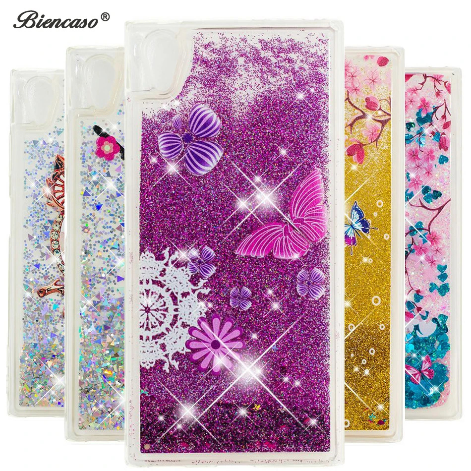 Чехол с блестками и жидким песком для Sony Xperia L1 L2 XA1 Plus XA2 Ultra XZ Premium XZ1 XZ2 Compact XZs Fundas Cover