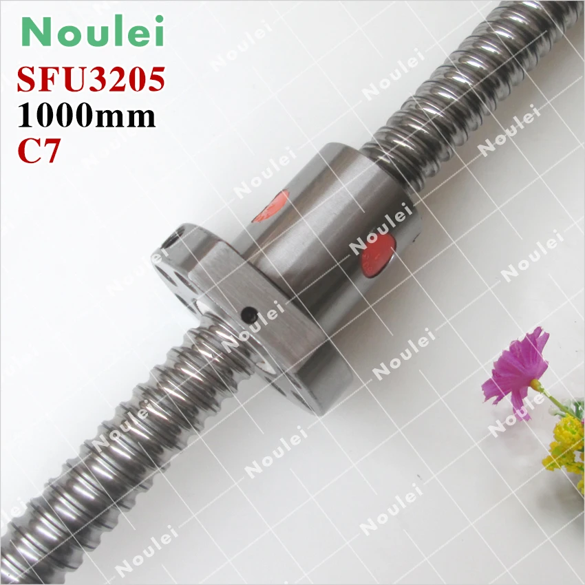 Noulei C7 Rolled ball screw custom,5mm lead SFU3205 ball screw 1000mm with 3205 ball nut