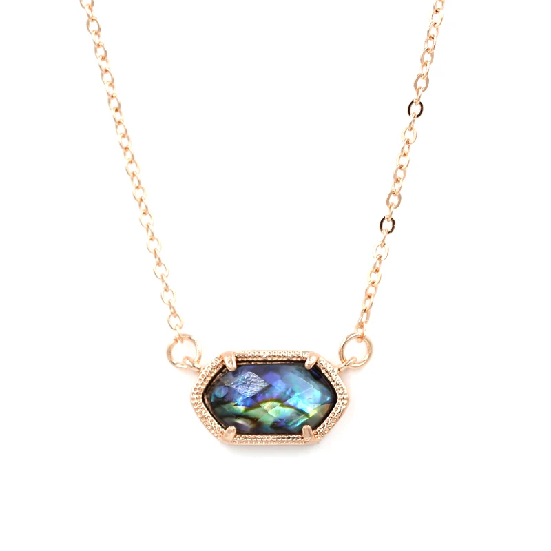 

2018 New Abalone shell multicolor Choker Necklace Claw Cute Faux Quartze Oval Pendant Necklace for Women