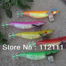 10 шт. стиль рыболовные приманки, цвет лазера, squid джиг, кальмары крюк, 3.5#. 13.5 см 30 г,(пять цвет смешанные