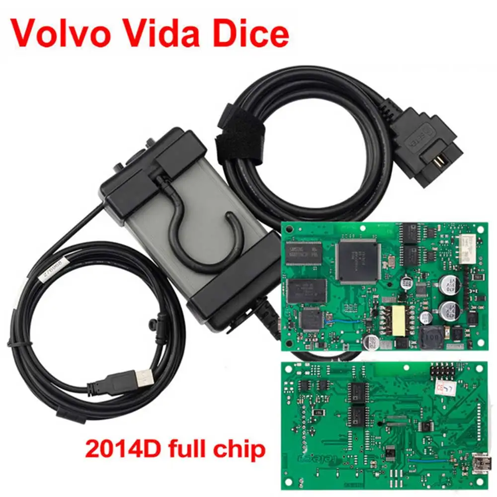 Для Volvo Vida Dice полный чип 2014D OBD2 Профессиональный диагностический инструмент для Volvo Dice Pro зеленая доска Многоязычная