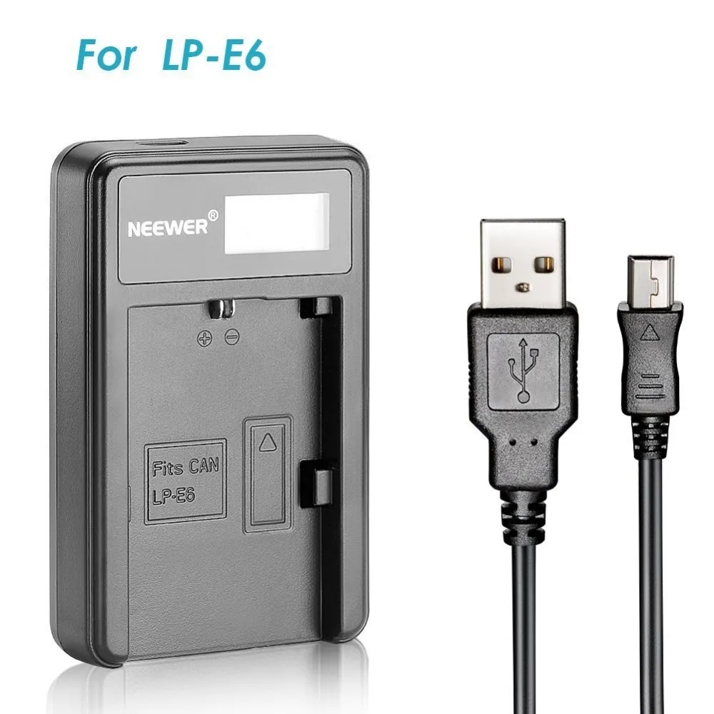 Neewer LP E6 Li ion Battery Charger Rechargeable LED Display with USB