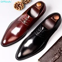 QYFCIOUFU Genuine Cow Leather Luxury Italian Shoes Mens Flats Shoes Lace Up Handmade Oxford Shoes Black Wine Red Dress Shoes цена QYFCIOUFU Genuine Cow Leather Luxury Italian Shoes Mens Flats Shoes Lace Up Handmade Oxford Shoes Black Wine Red Dress Shoes цены онлайн