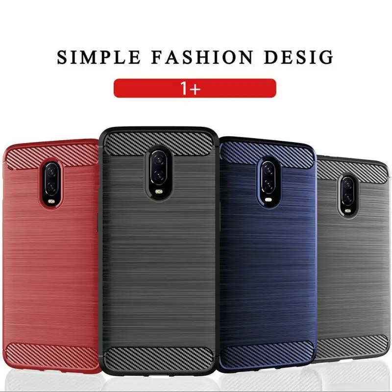 buy Business Case For Oneplus 6 6T Ultra thin Silicone Protective Cover Brushed Carbon Fiber Pattern Phone Case For Oneplus 6 6T