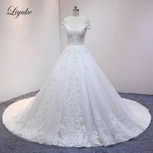 Liyuke цвет слоновой кости бальное платье свадебное платье с вышивкой органза корт поезд Элегантное свадебное платье
