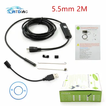 

2M 720P 5.5mm Lens HD USB Endoscope Waterproof 6 LEDs Inspection Pipe Endoscope Camera Borescope For Android Phone PC