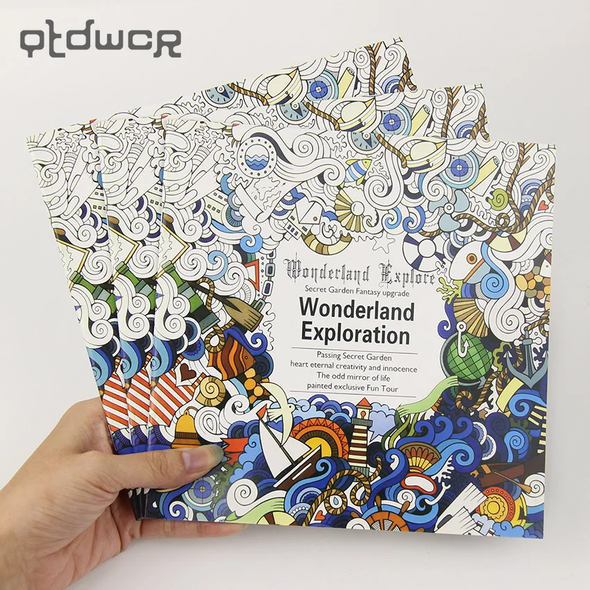 24 Pages New Wonderland Exploration Flower Black and White DIY Coloring Book Painting Graffiti 