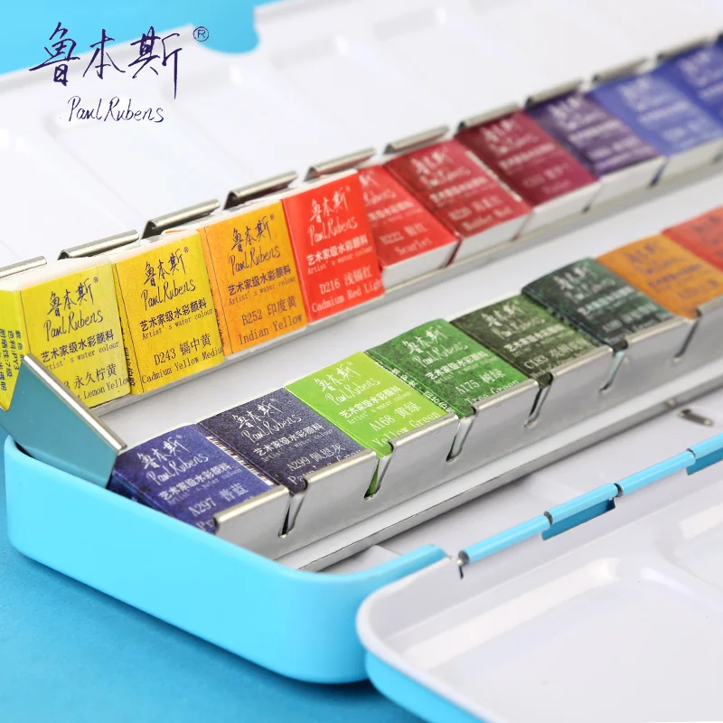 Rubens watercolor paint 12/24/48 color beginner students professional painting portable paint set art supplies