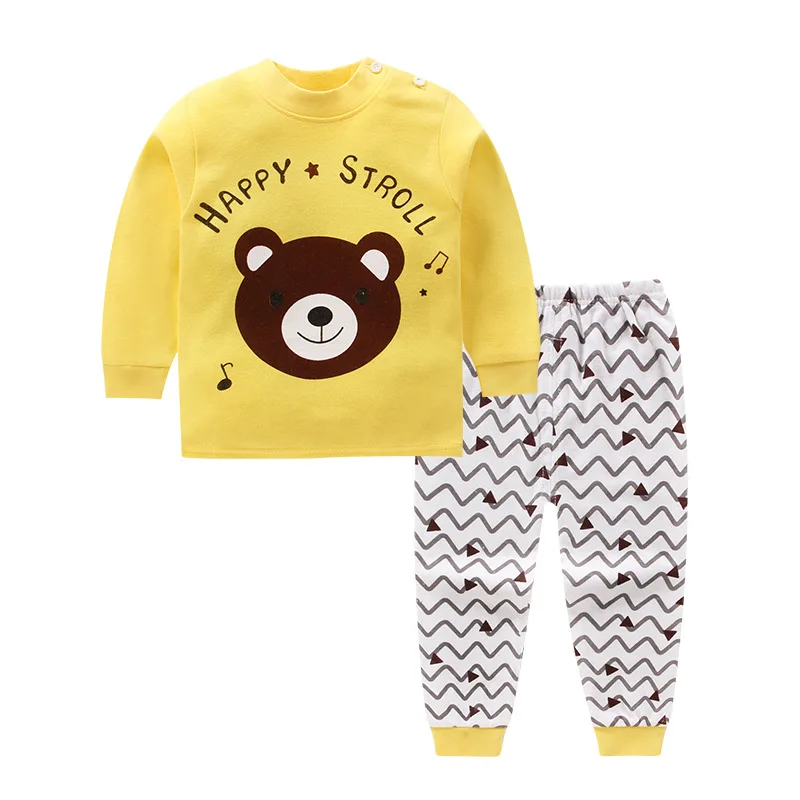 

2019 New Children Spring Autumn Clothing Girls Coat + Long Pants Suit Kids Cotton Underwear Set Baby Boys Cartoon Clothes