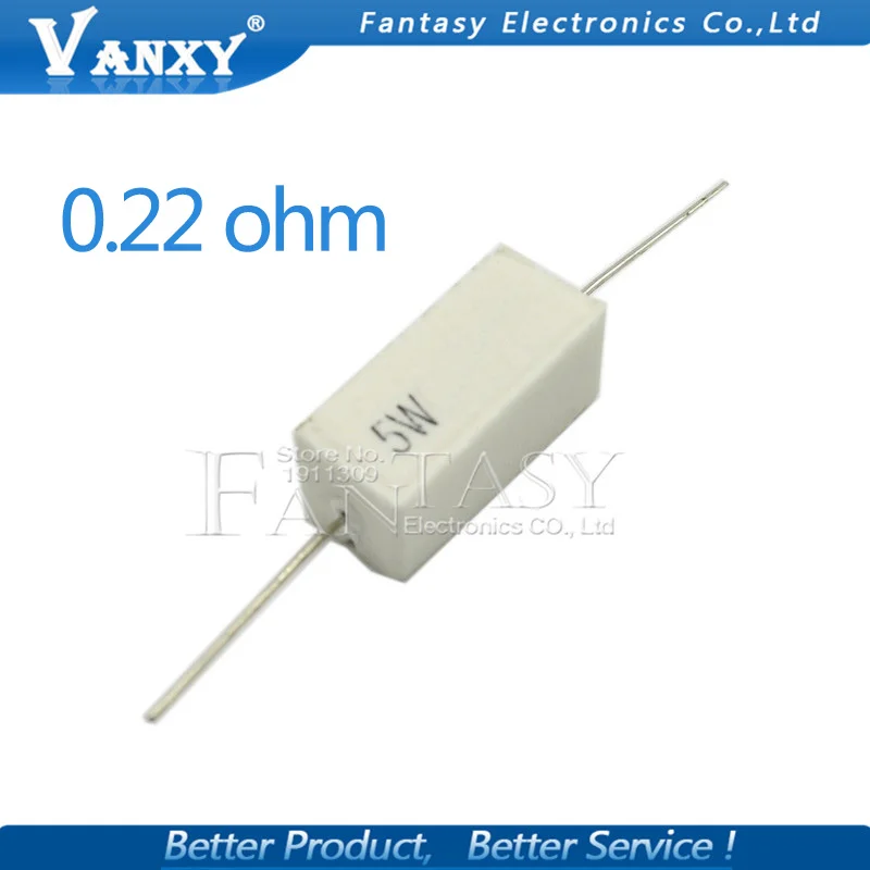 10 шт. 5 Вт 0,22 Ом цемента сопротивление 0.22R 0.22ohm