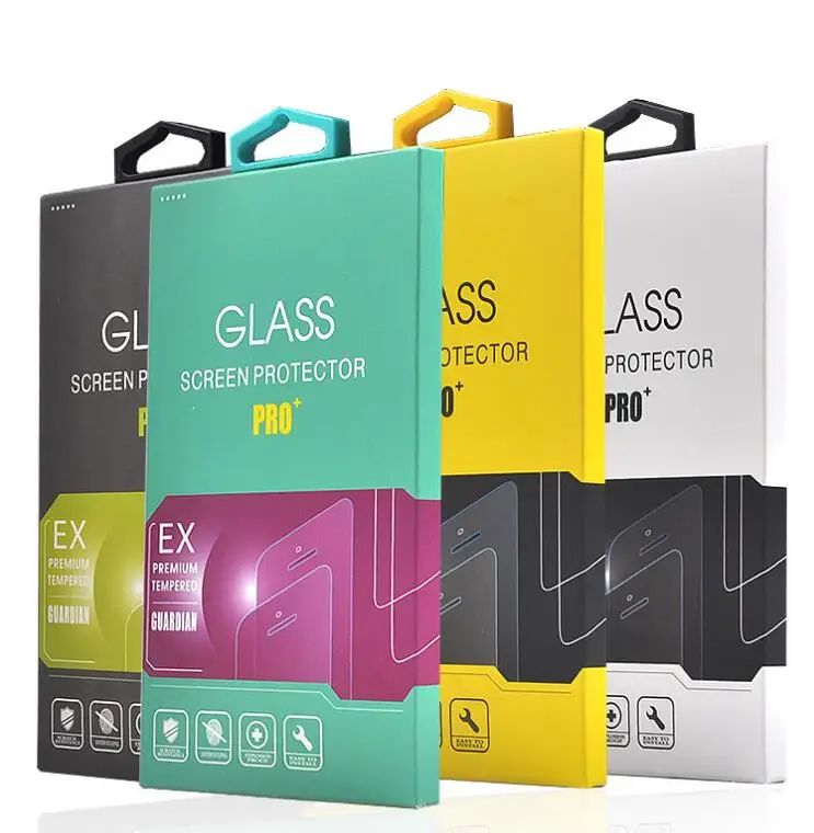 

50 pcs Paper Packaging Package Retail Box with handle For iphone 7 plus samsung Mobile phone tempered glass screen protector