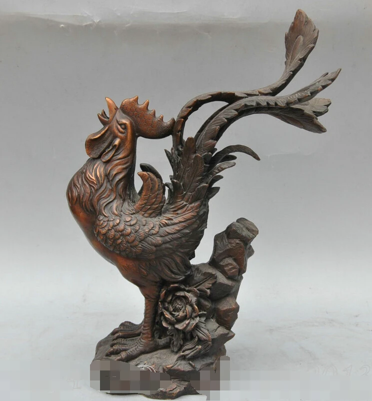 Free shipping bir 006998 12' China Bronze Animal Chicken Rooster