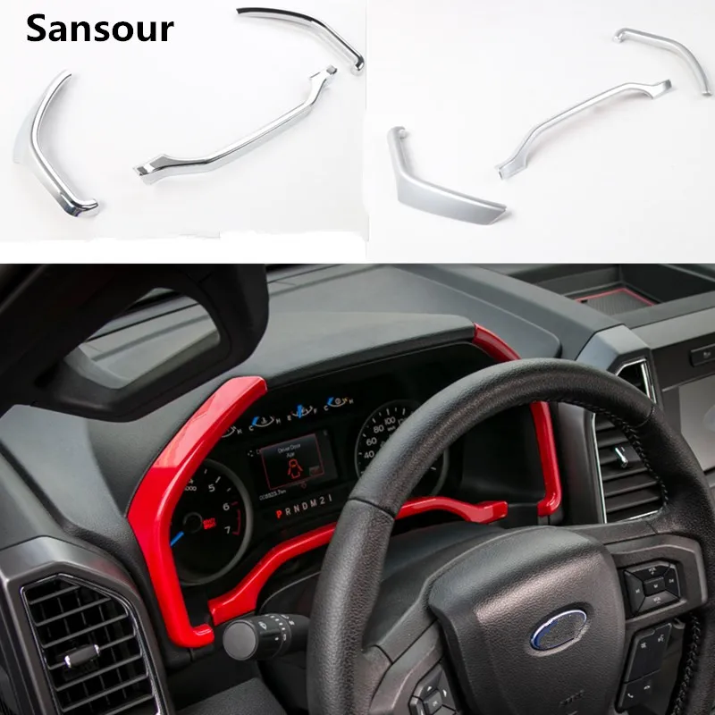 Sansour для Ford F150 2015 приборной панели автомобиля полосы крышка отделка ABS интерьера